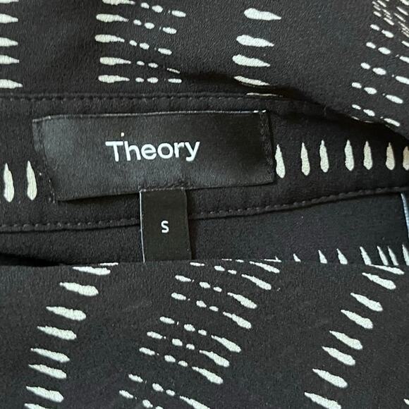 Theory Black Silk Semi Sheer Collared Waist Tie Long Sleeve Shirt Dress Small - Picture 13 of 14